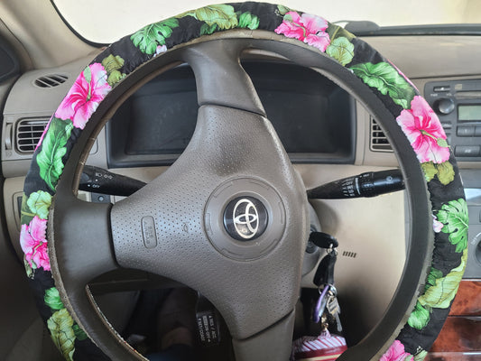 Hawaiian Floral Steering Wheel Cover