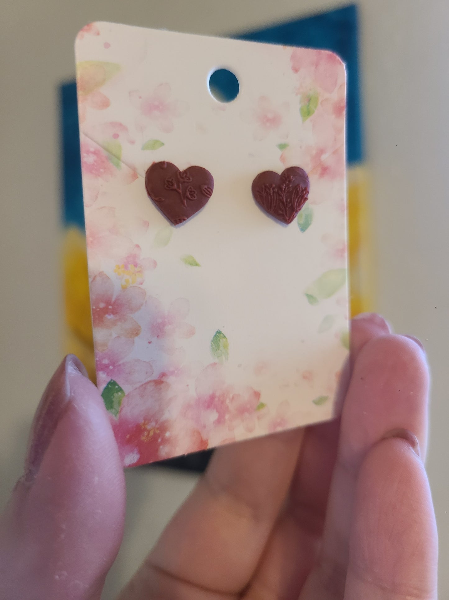 Floral Hearts Clay Earrings