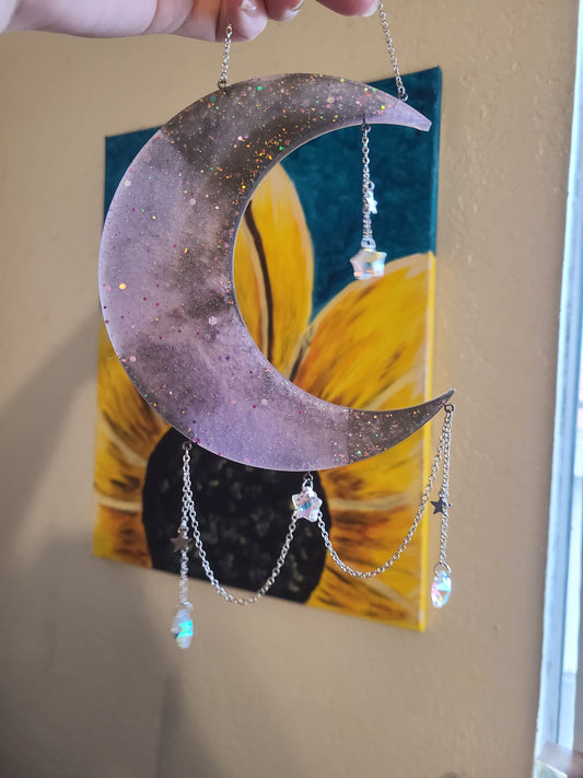 Moon and Stars Resin Wall Art