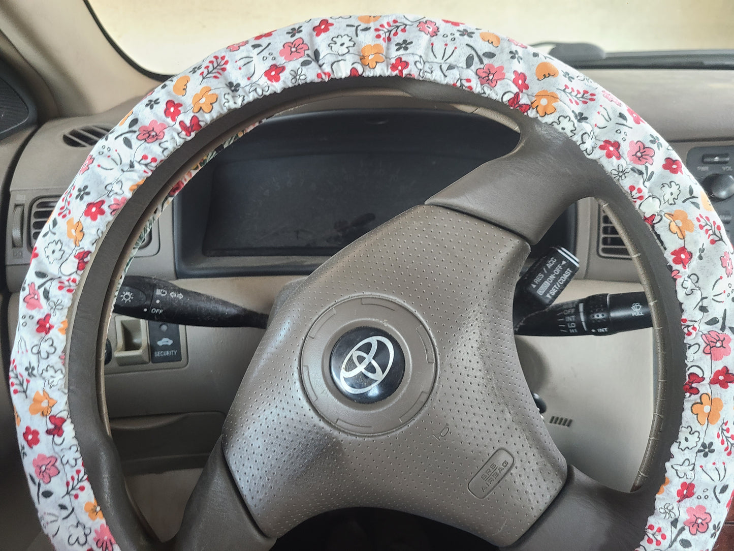 Floral Mouse Steering Wheel Cover made with Licensed Disney Fabric
