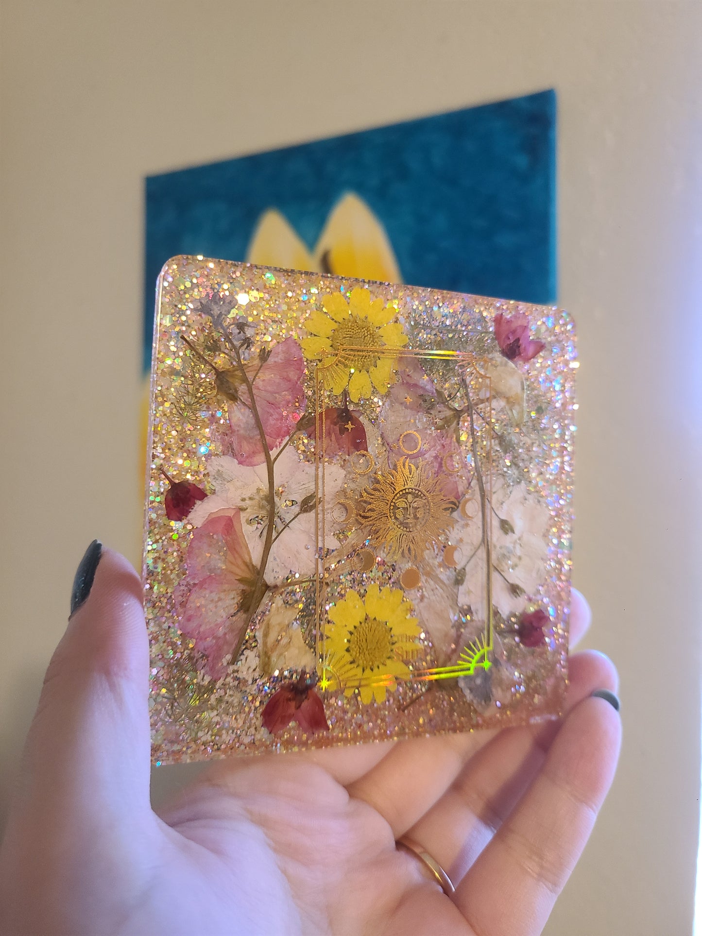 The Sun Tarot Flower Coaster/ Wall Art