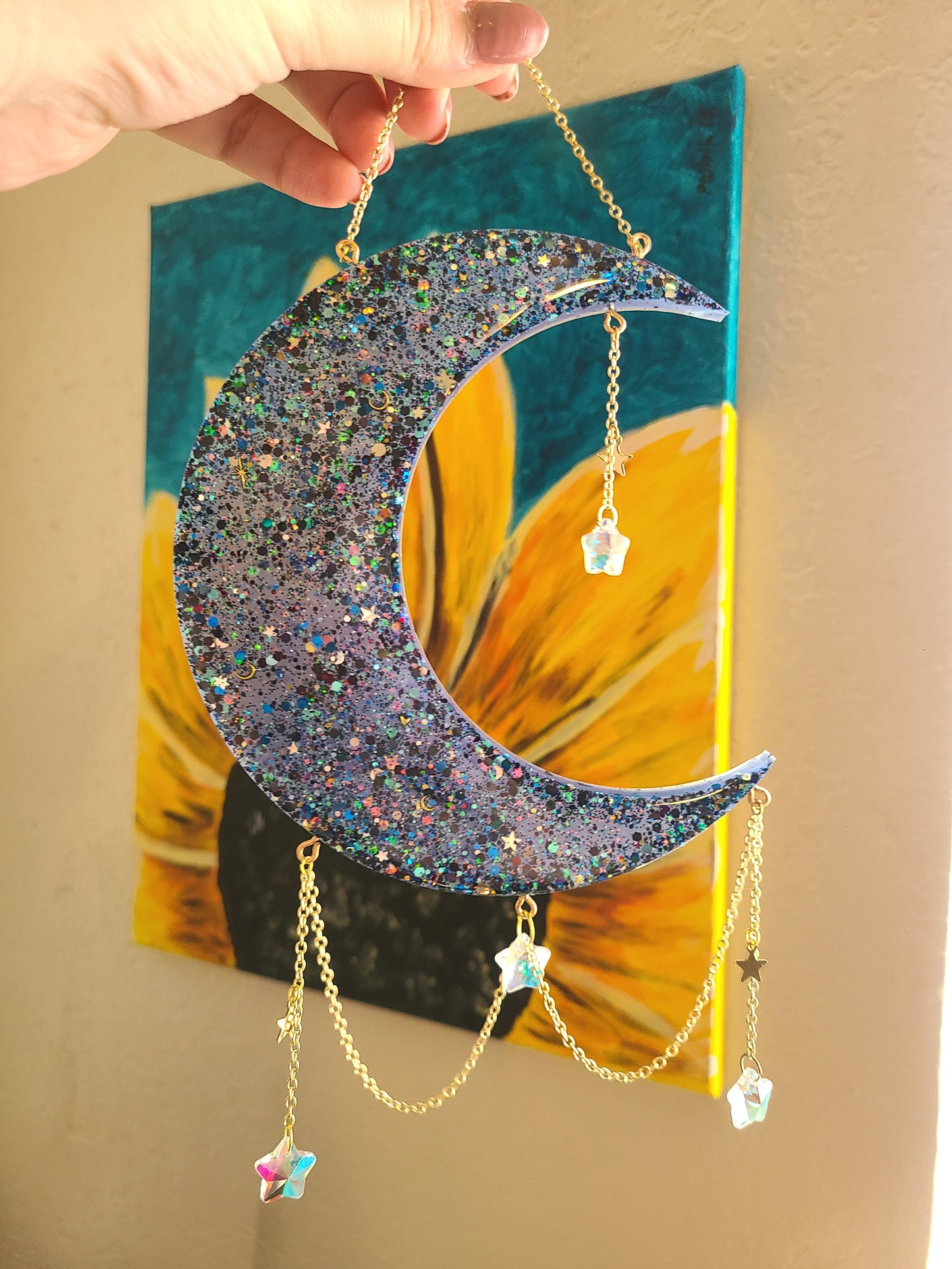 Moon and Stars Resin Wall Art