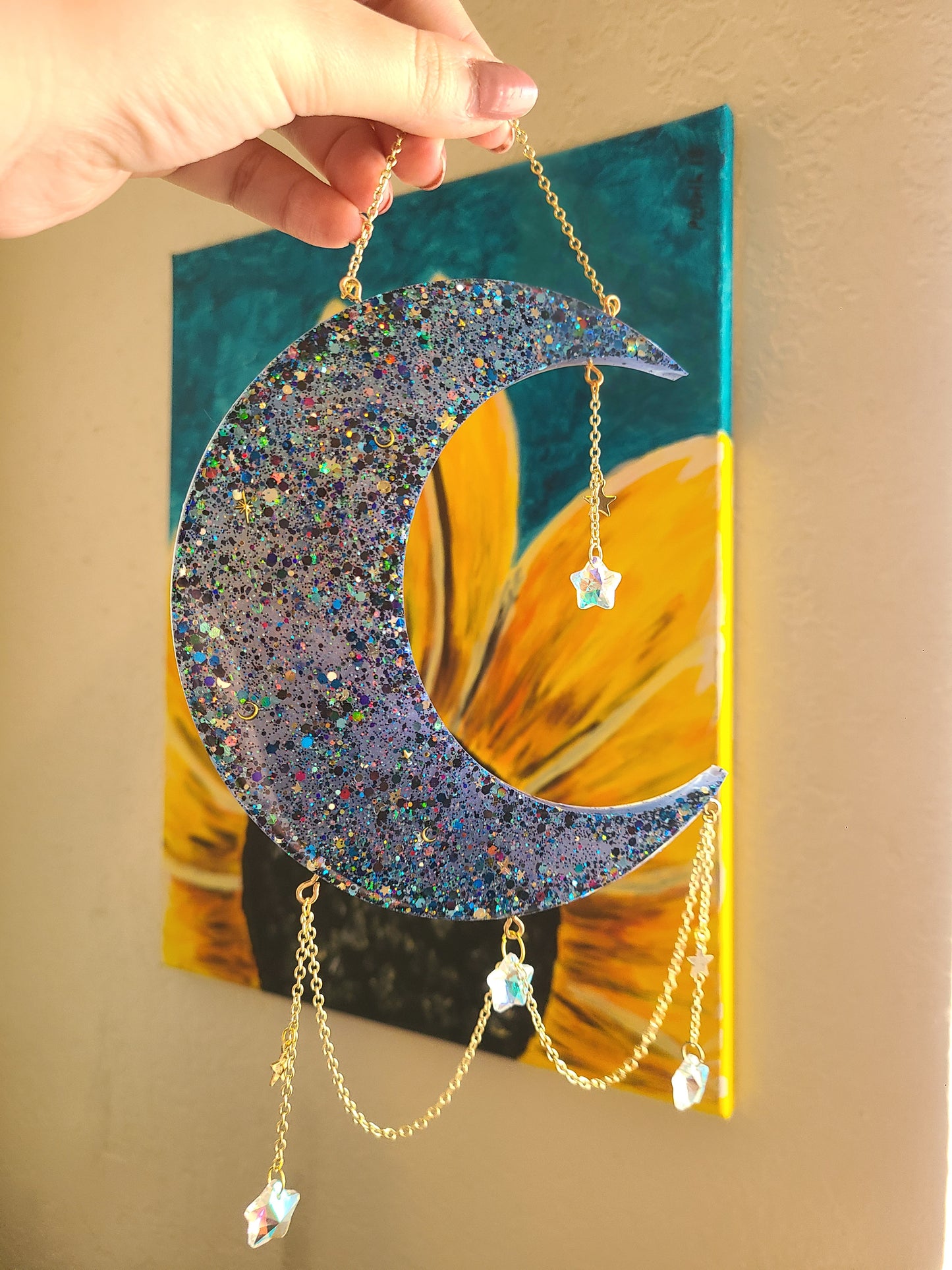 Moon and Stars Resin Wall Art