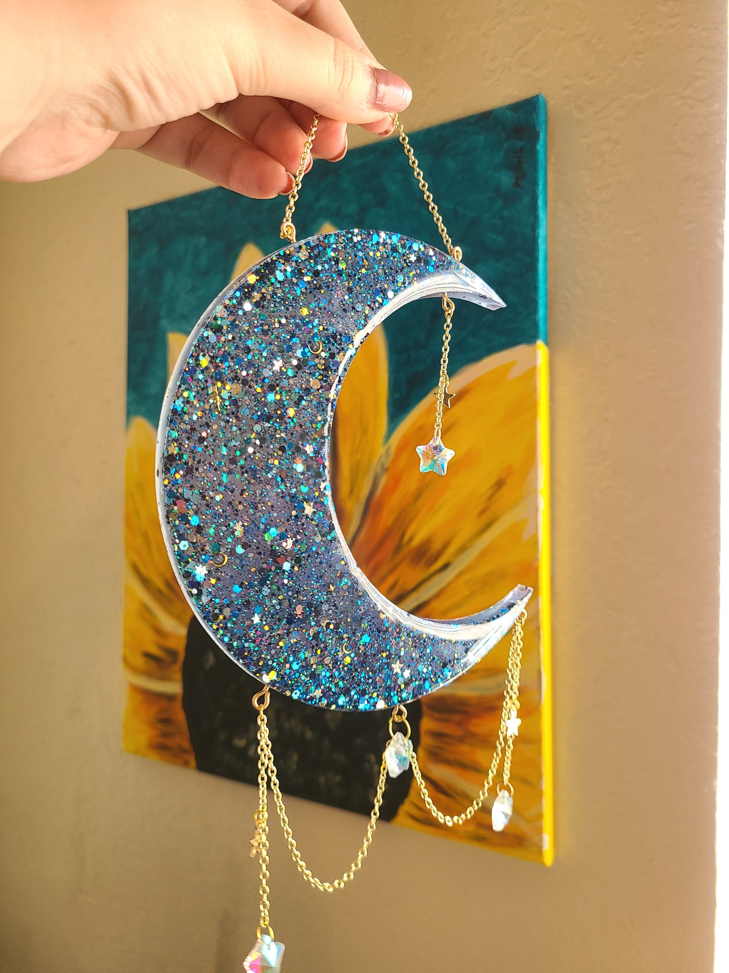 Moon and Stars Resin Wall Art