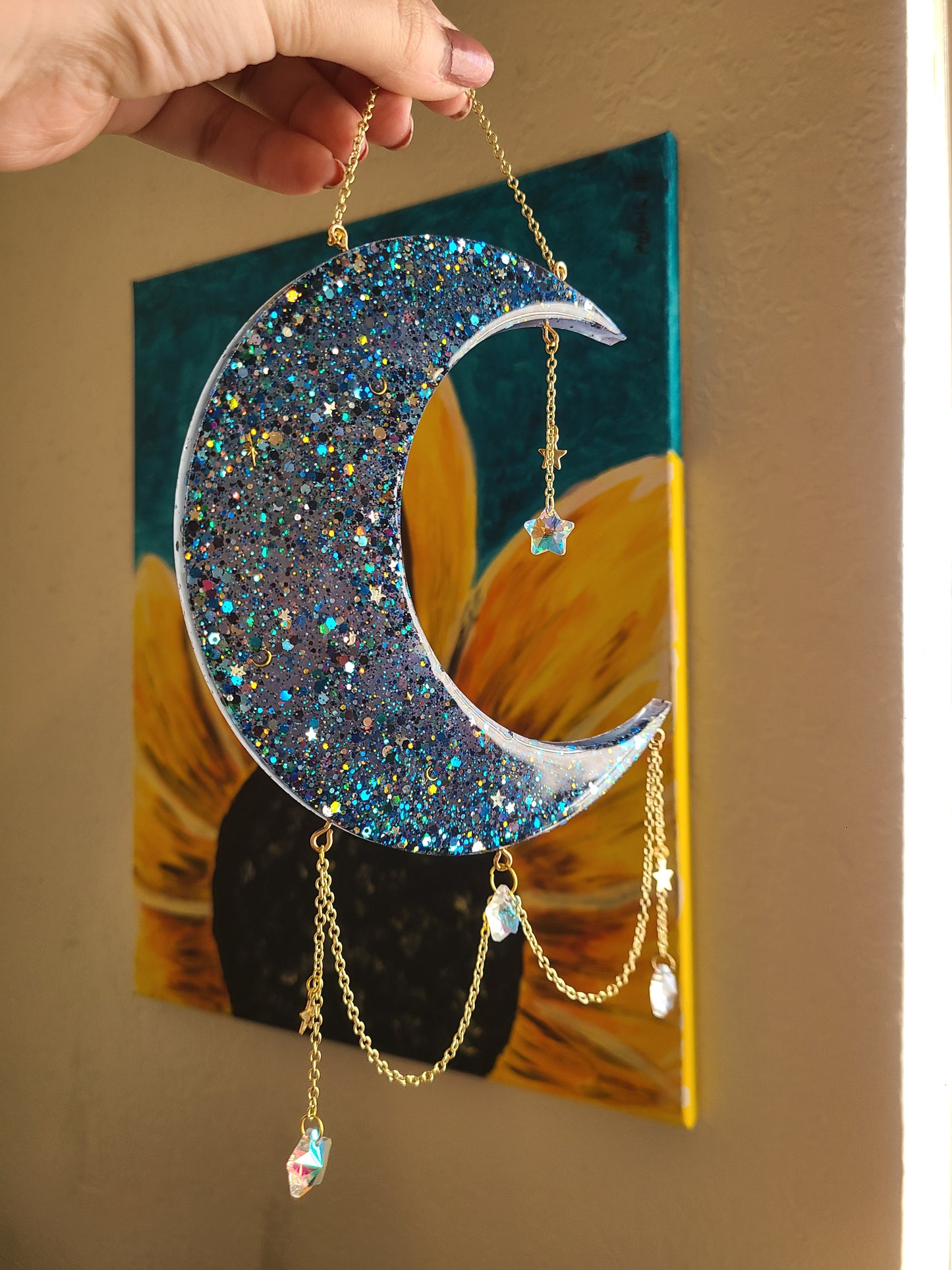 Moon and Stars Resin Wall Art