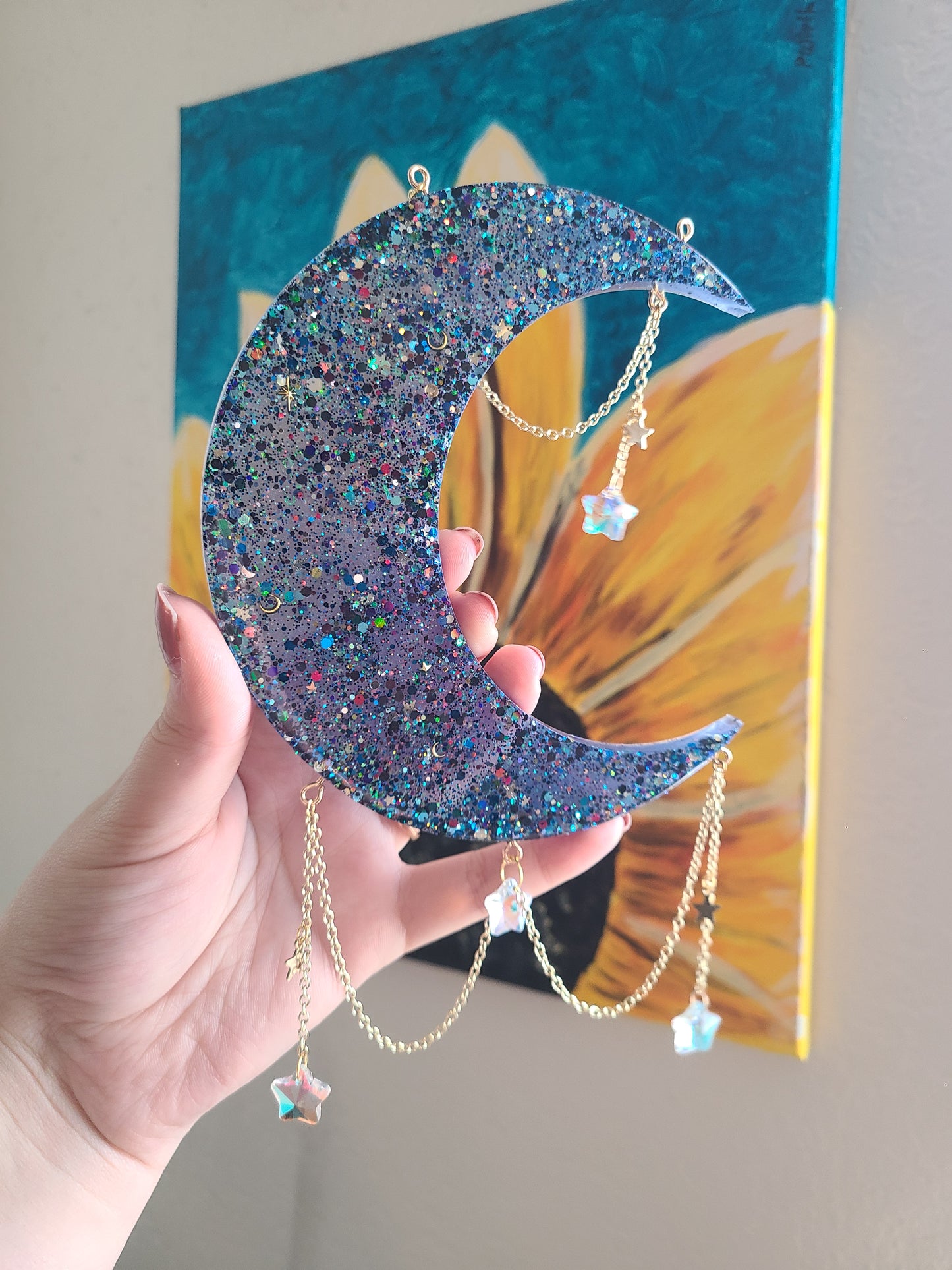 Moon and Stars Resin Wall Art