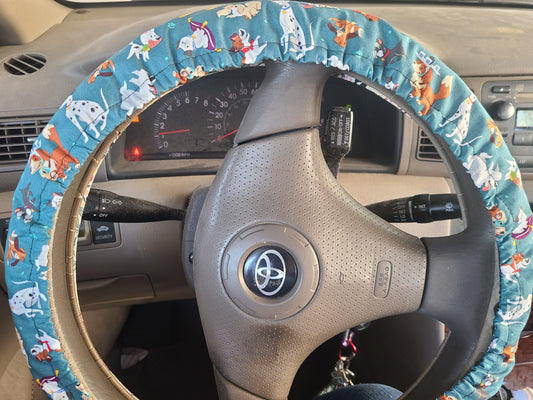 Cartoon Dog Steering Wheel Cover made with Licensed Disney Fabric