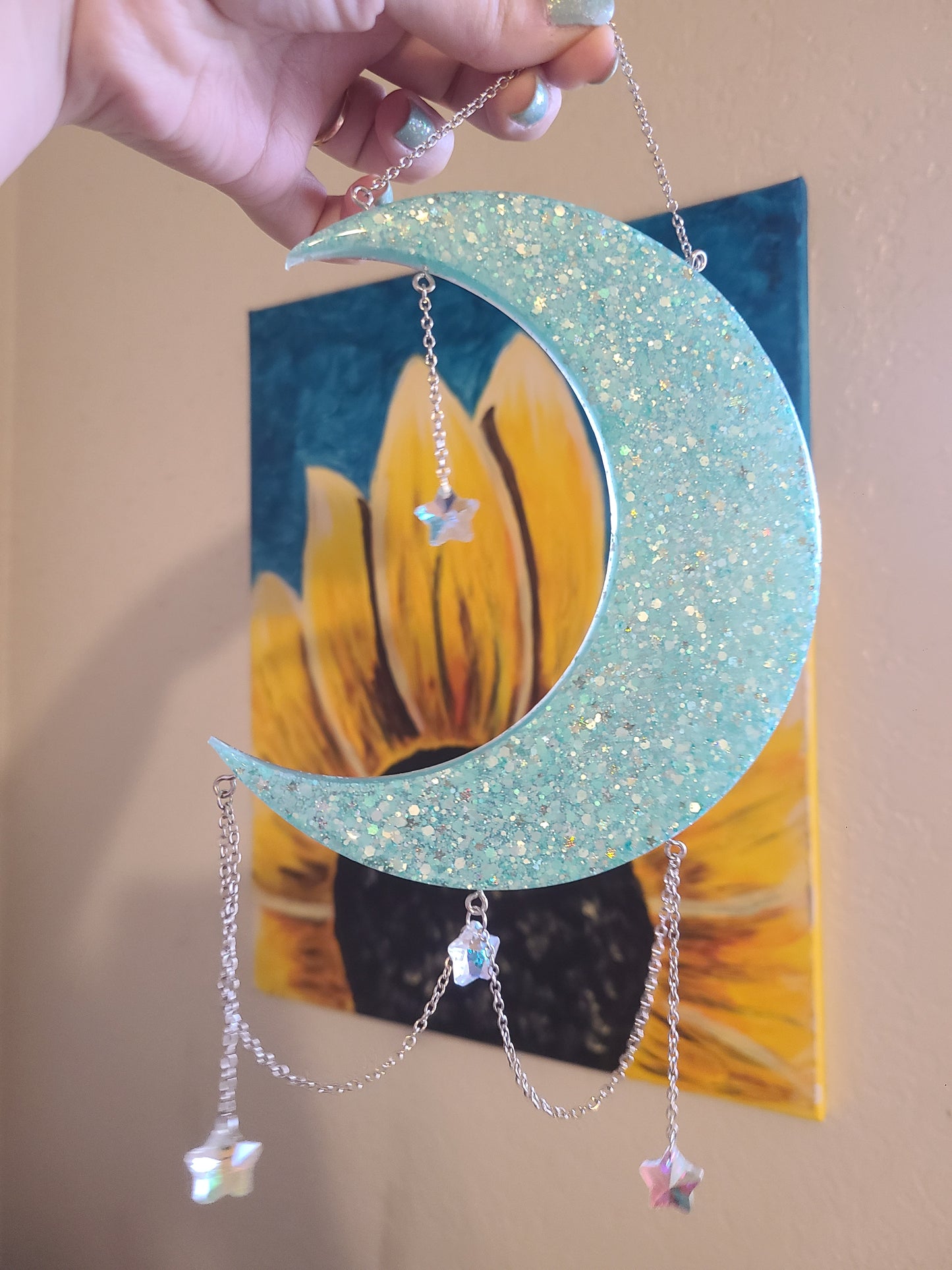 Moon and Stars Resin Wall Art