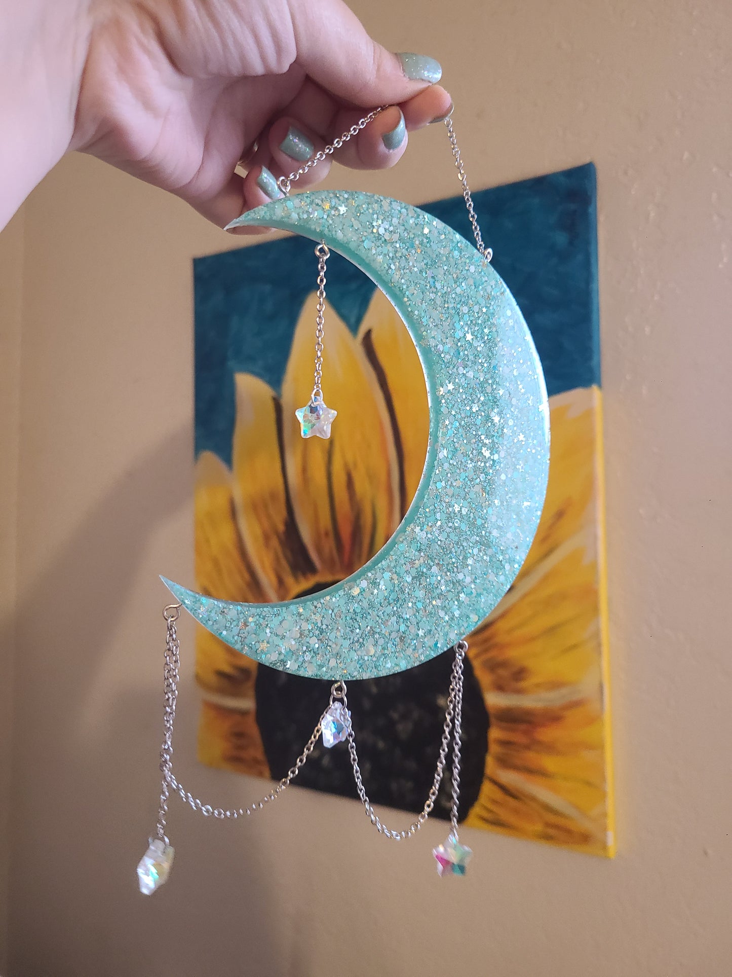 Moon and Stars Resin Wall Art