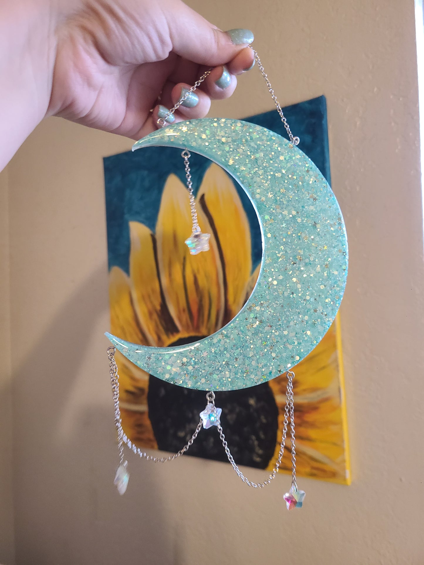 Moon and Stars Resin Wall Art