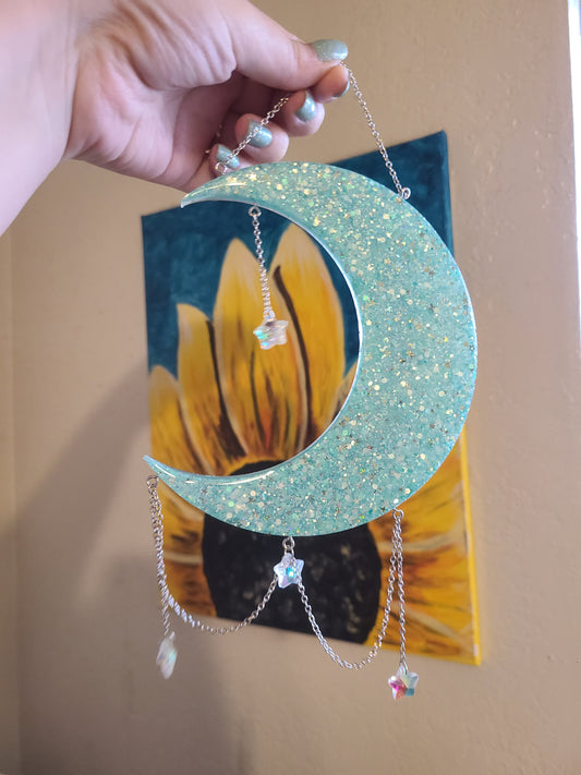 Moon and Stars Resin Wall Art