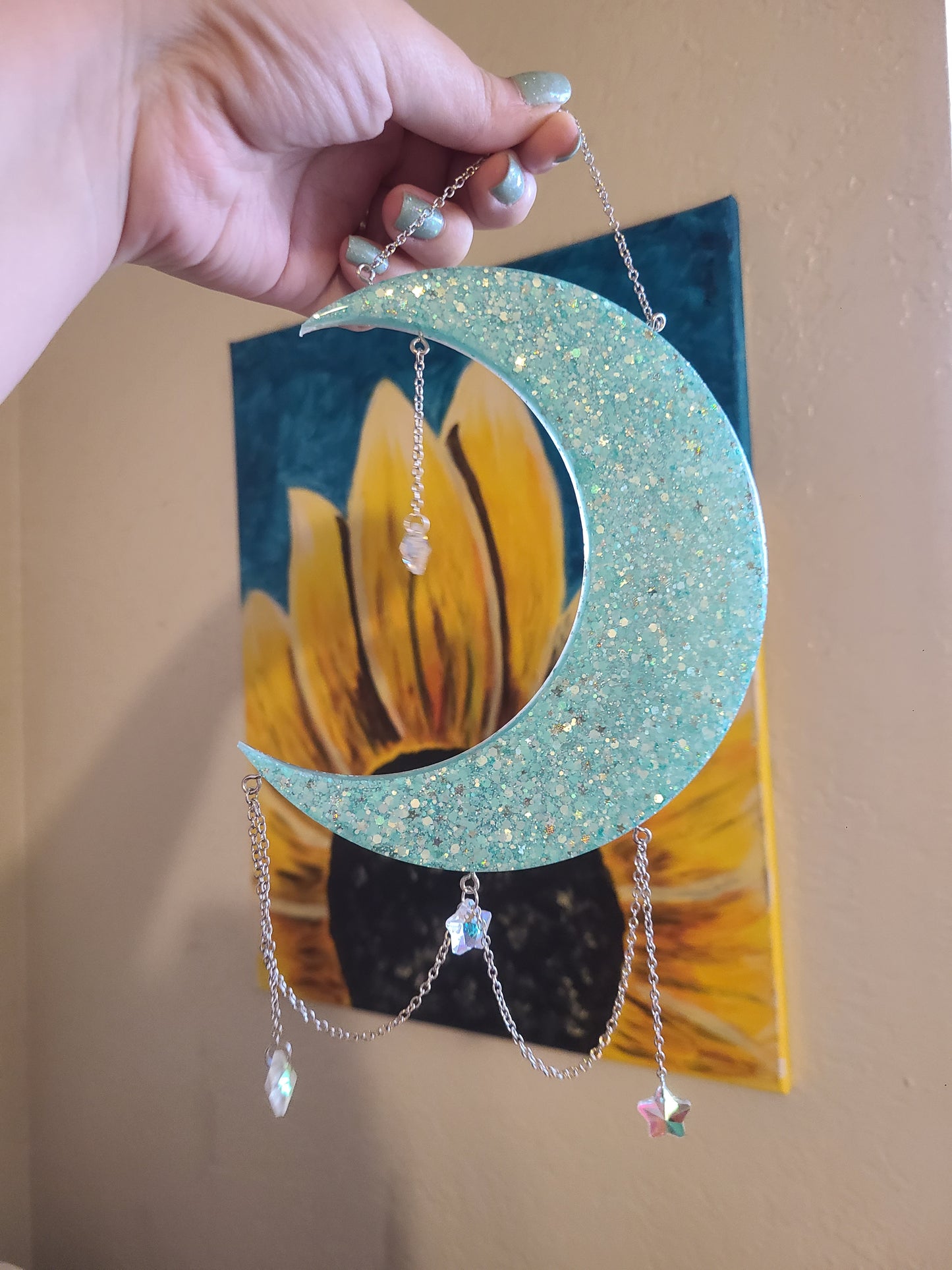 Moon and Stars Resin Wall Art