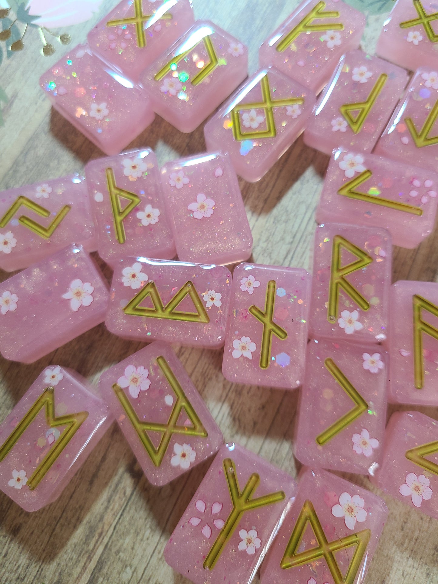 Cherry Blossom Elder Futhark Rune Set