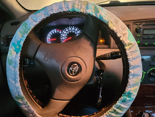 Blue Floral Steering Wheel Cover, Handmade - Harlow's Store and Garden Gifts