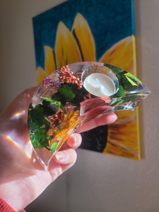 Floral Moon Tea Light Holder