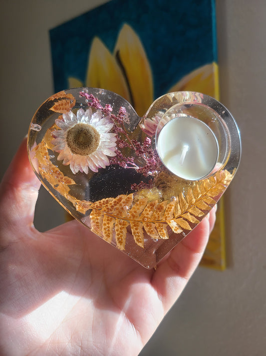 Floral Heart Tea Light Holder