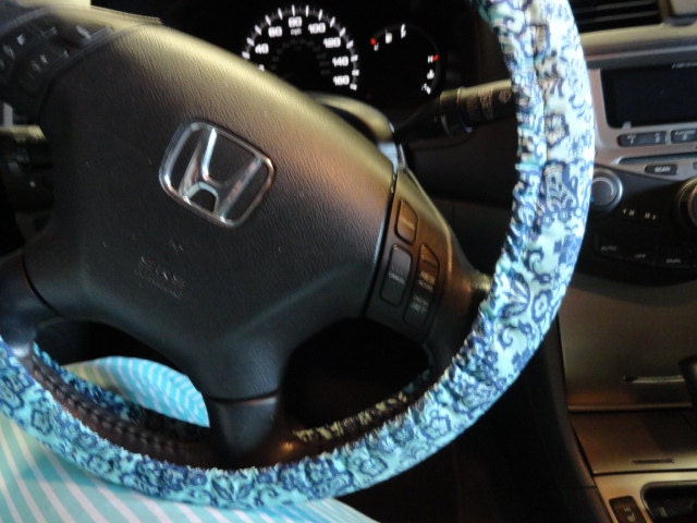 Blue Lace Floral Steering Wheel Cover Handmade - Harlow's Store and Garden Gifts