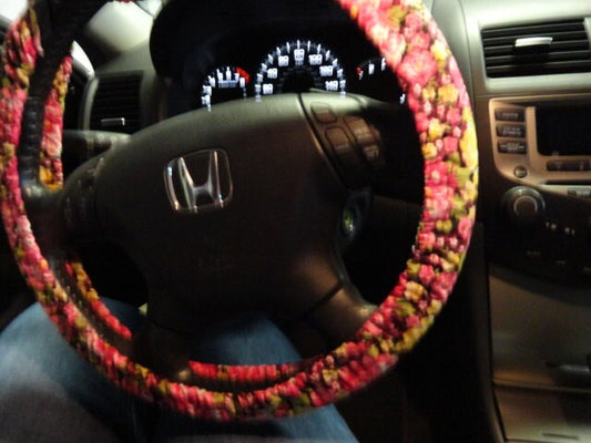 Pink/ Yellow Floral Steering Wheel Cover - Harlow's Store and Garden Gifts