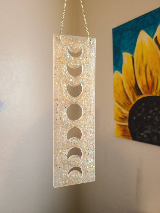 Champagne Glitter Moon Phase Wall Art