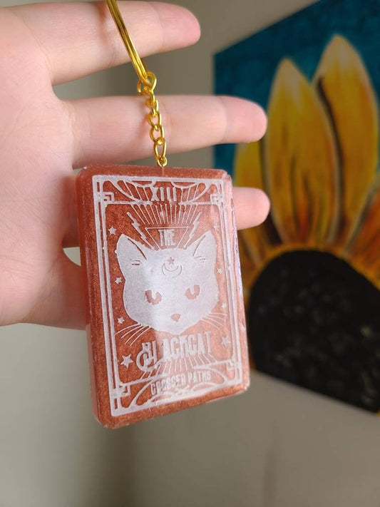 Cat Tarot Card Keychain