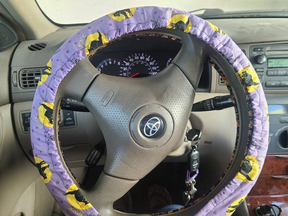 Witch's Black Cat Steering Wheel Cover made with Licensed Disney Fabric - Harlow's Store and Garden Gifts