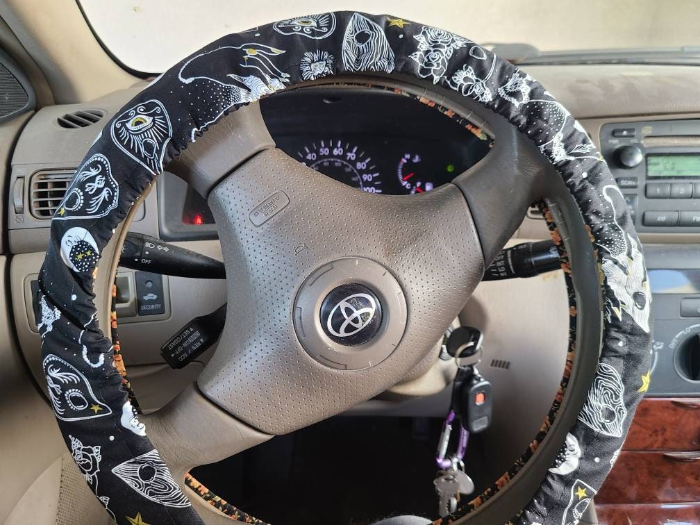 Ouija Steering Wheel Cover, Spirit Board, Spooky Gift, Halloween, 100% Cotton, Washable, Custom Car Accessories - Harlow's Store and Garden Gifts