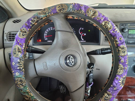 Celestial Steering wheel cover, Cosmic, Lunar, 100% Cotton, Washable, Custom Car Accessories, Gifts for Her - Harlow's Store and Garden Gifts