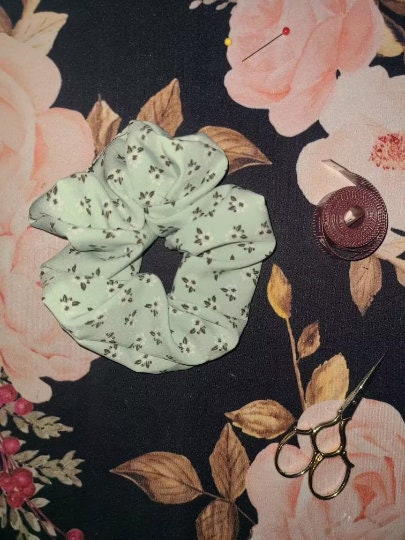 Large Silk/ Satin Scrunchie, Hair Accessories, Floral Scrunchie, Gift for Her - Harlow's Store and Garden Gifts