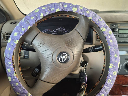 Halloween Steering Wheel Cover, 100% Cotton, Washable, Custom Car Accessories, Outer Space, Spooky Gift, Witchy, Cosmic - Harlow's Store and Garden Gifts