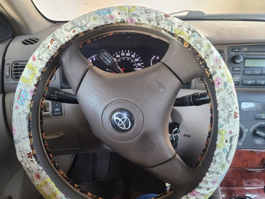 Sit-com Steering Wheel Cover made with Licensed Friends Fabric - Harlow's Store and Garden Gifts