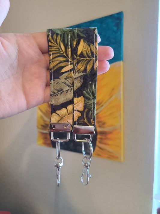 Tropical Plants Wristlet Keychain, Handmade - Harlow's Store and Garden Gifts