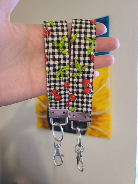 Cherry Gingham Wristlet Keychain, Handmade - Harlow's Store and Garden Gifts