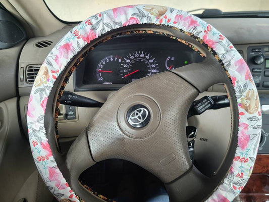 Sloths Steering Wheel Cover, 100% Cotton, Washable, Custom Car Accessories - Harlow's Store and Garden Gifts