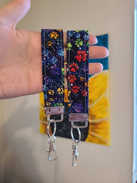 Rainbow Paw Print Wristlet Keychain, Handmade - Harlow's Store and Garden Gifts