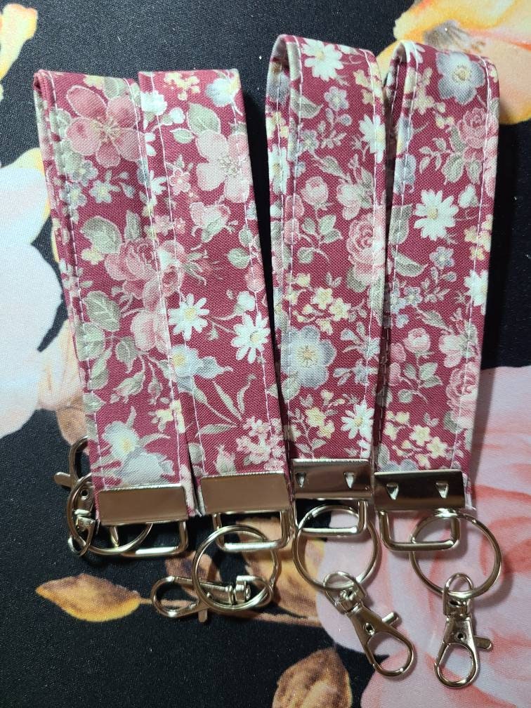 Pink Floral Wristlet Keychain, Handmade - Harlow's Store and Garden Gifts