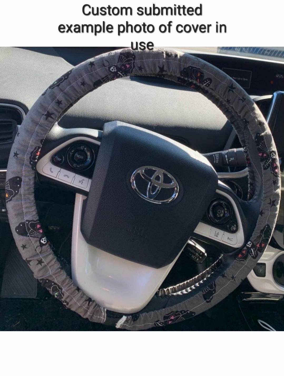 Black Floral Steering Wheel Cover