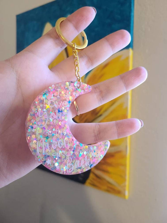 I Love You to The Moon Keychain