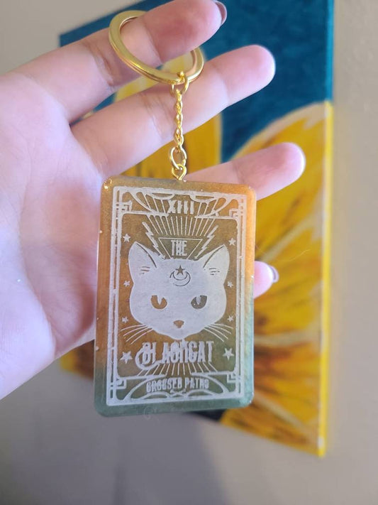 Cat Tarot Card Keychain