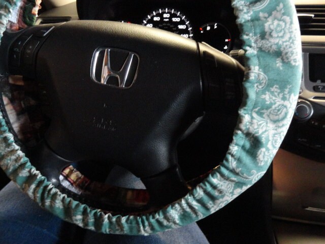 Blue/Green Floral Steering Wheel Cover Handmade - Harlow's Store and Garden Gifts