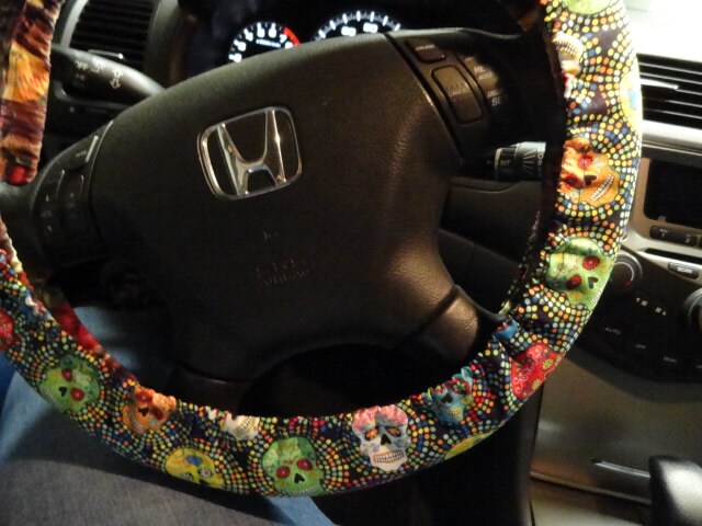 Rainbow Sugar Skull Steering Wheel Cover - Harlow's Store and Garden Gifts