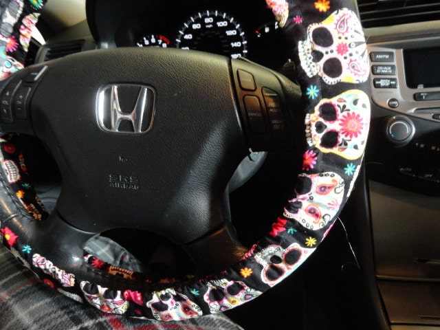 Vibrant Sugar Skull Steering Wheel Cover - Harlow's Store and Garden Gifts